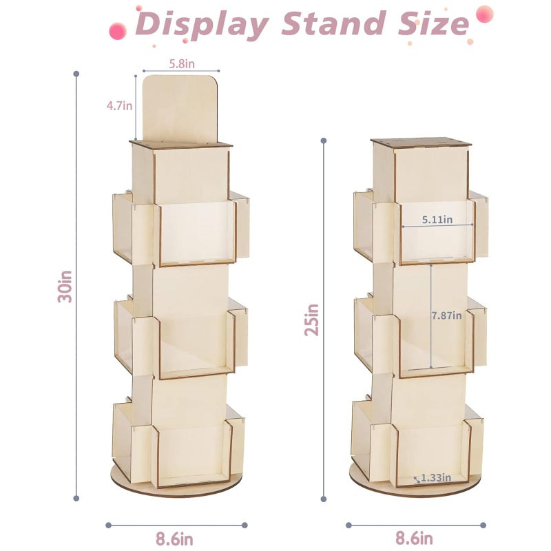 Natheeph Rotating Wooden Display Rack with Two Card Sticker for Greeting Card Vendor Coffee Bag 3 Tier Tabletop Display Stand - Image 2
